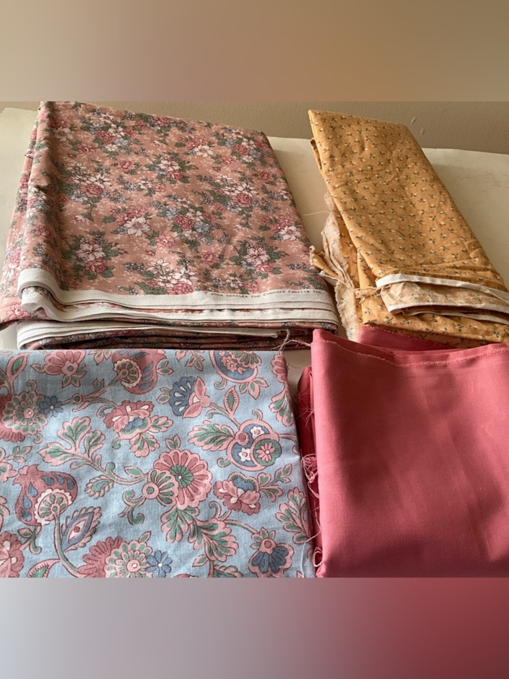 Quilting Sewing Crafts Fabrics Floral Paisley Plain Peach Pink Blue Green